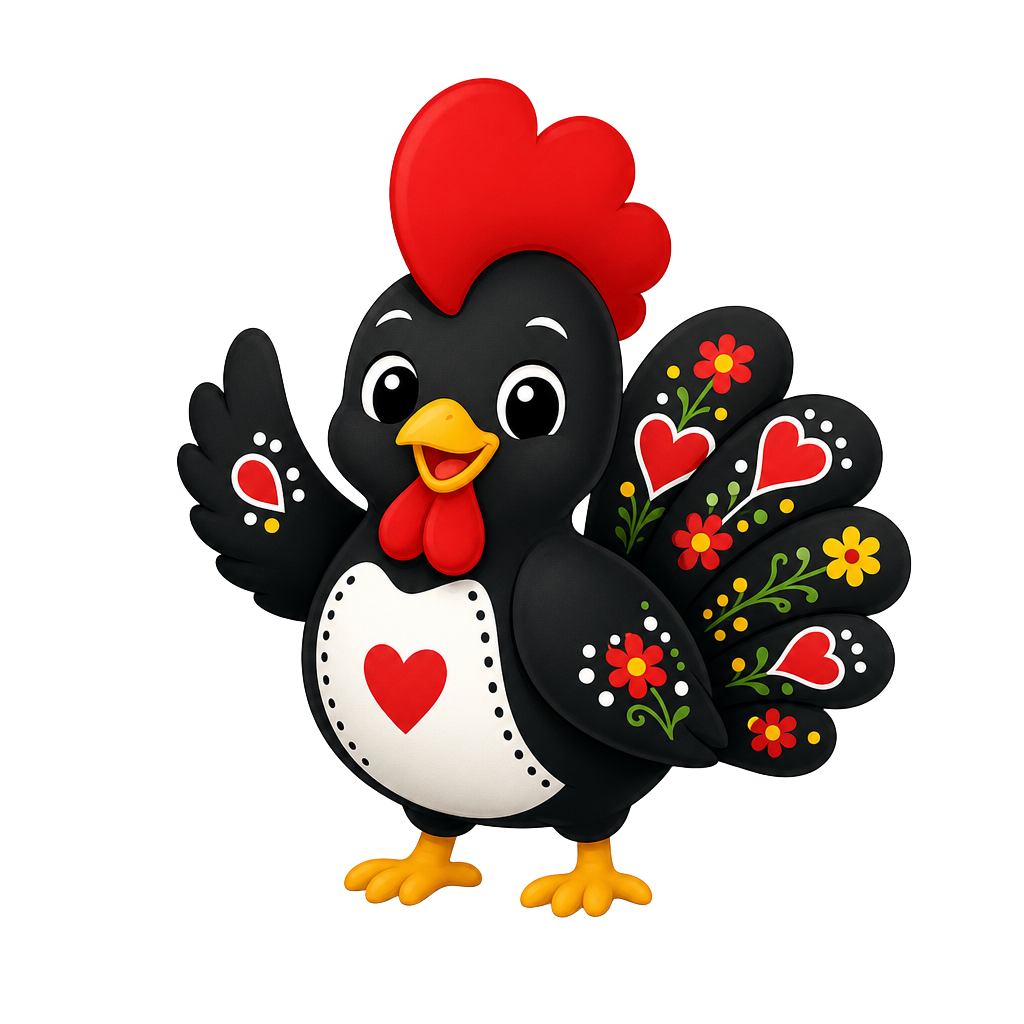 Galo, la mascotte coq de Barcelos qui vous accompagne en portugais du Portugal